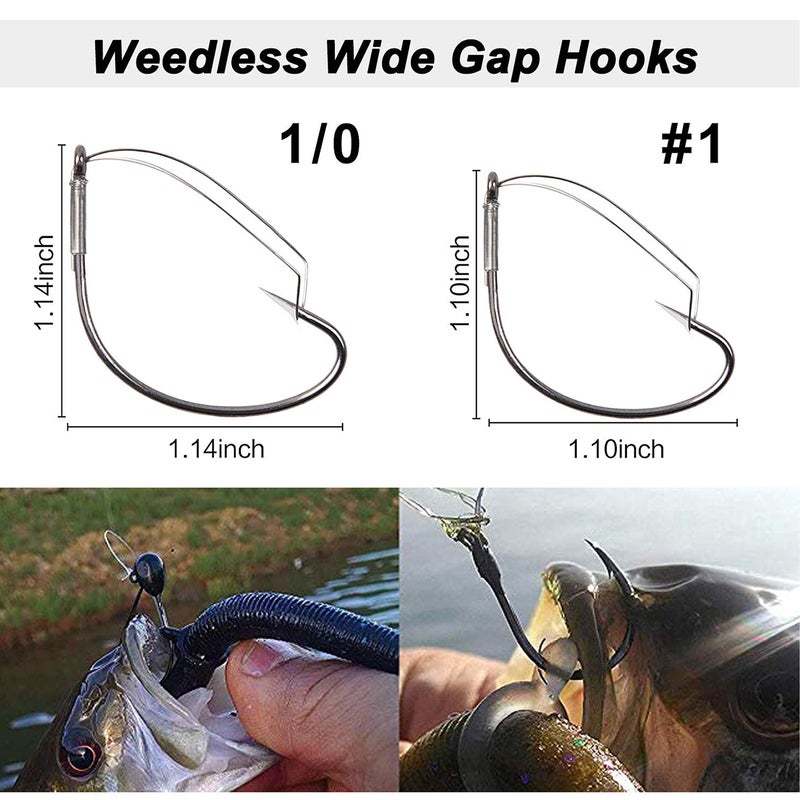 Shaddock Fishing Bass Fishing Wacky Worm Kit, Wacky Rig Tool with O Rings, Weed Guard Weedless Hooks, Worm Bait Hooks Soft Plastic Lures Set for Soft Stick Baits (176pcs Kit) - Image 4